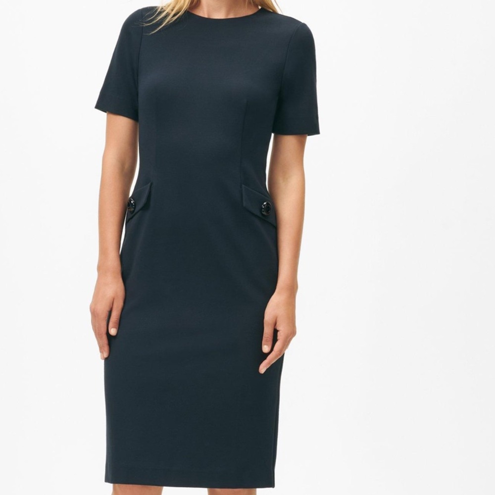 Short Sleeve Hip-Pocket Ponte Dress Brooks Brothers